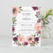 Klassische Elegante Blush Wasserfarben Hochzeit de Einladung (Stehend Vorderseite)