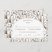 Klassische Elegante Botanicals Dark Taupe RSVP Karte (Vorne/Hinten)
