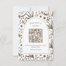 Klassische Elegante Botanicals in Dark Taupe QR Co RSVP Karte