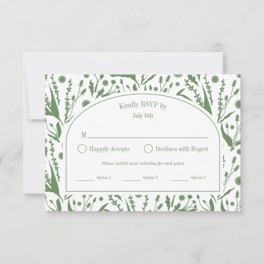 Klassische Elegante Botanicals Sage Green Meetings RSVP Karte (Vorderseite)