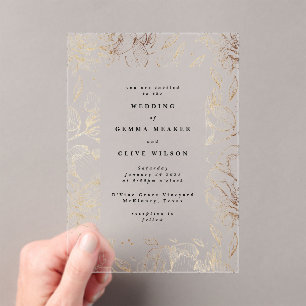 Klassische Elegante Botanische Hochzeit Acryleinladungen