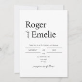 Klassische Elegante einfache Hochzeit Einladung (Vorderseite)