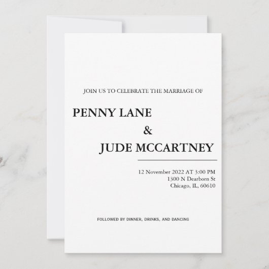 Klassische Elegante Einladung zur Hochzeit (Vorderseite)