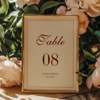 Klassische elegante elfenbeinfarbene Hochzeitsschr Tischnummer