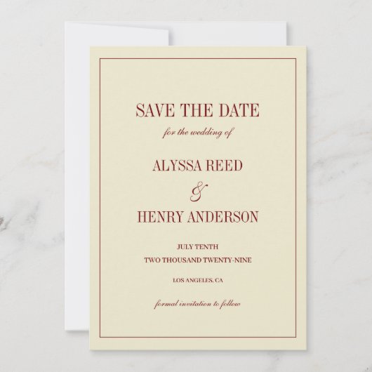 Klassische elegante elfenbeinfarbene Monogramm-Sch Save The Date (Vorderseite)