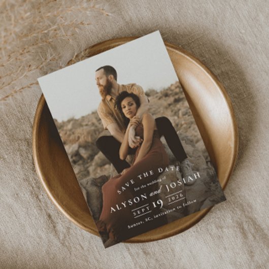 Klassische Elegante Foto Hochzeit Save The Date