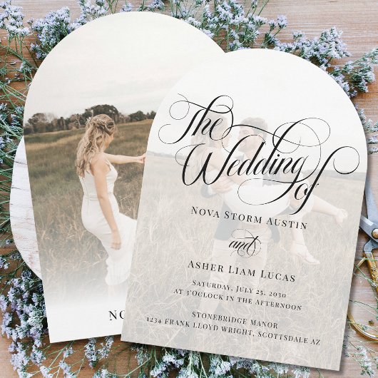 Klassische Elegante Foto Overlay Arch Wedding Einladung