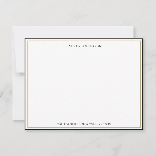 Klassische Elegante Gold & Black Border Flat Mitteilungskarte (Vorderseite)