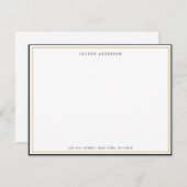 Klassische Elegante Gold & Black Border Flat Mitteilungskarte (Vorne/Hinten)