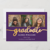 Klassische Elegante Gold Script Graduate 4 Foto A Ankündigung (Vorderseite)