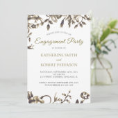 Klassische Elegante Gold Vintage Blume Verlobung Einladung (Stehend Vorderseite)