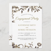 Klassische Elegante Gold Vintage Blume Verlobung Einladung (Vorne/Hinten)