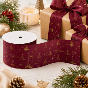 Klassische elegante goldene burgunderrote Weihnach Ripsband