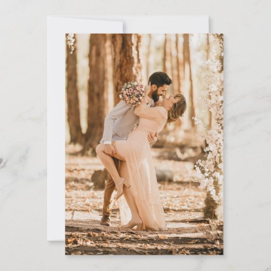 Klassische Elegante handgeschriebene Foto Hochzeit Einladung (Rückseite)
