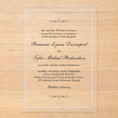 Klassische Elegante Hochzeit Acryleinladungen (Vorderseite)