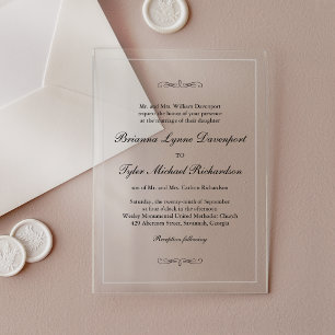 Klassische Elegante Hochzeit Acryleinladungen