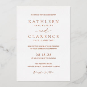 Klassische elegante Hochzeit Folieneinladung