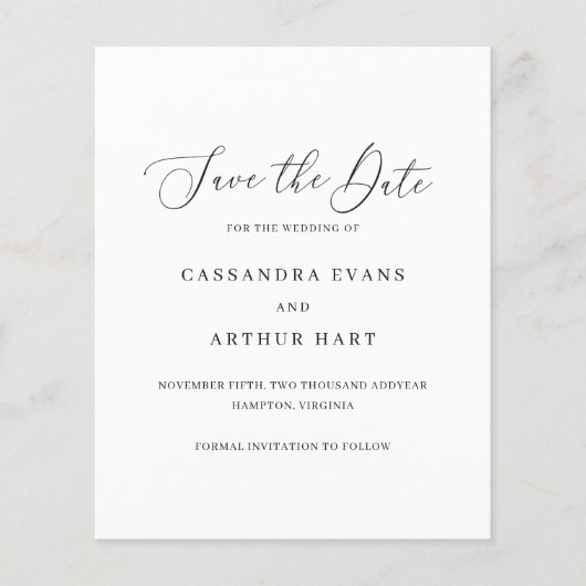 Klassische, elegante Hochzeit spart das Datum Flyer (Vorne)