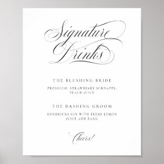 Klassische Elegante Hochzeitsignatur Drinks Tablet Poster