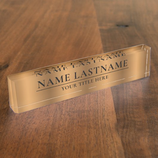 Klassische Elegante Imitats Bronze Copper Brown Namensplakette (Seite)