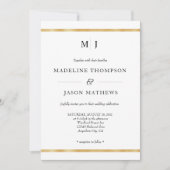 Klassische Elegante Ivory Gold Foil Monogram Weddi Einladung (Vorderseite)