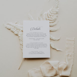Klassische elegante Kalligrafie-Hochzeitsdetails Begleitkarte