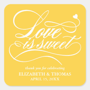 KLASSISCHE ELEGANTE LIEBE IST SCHWEET WEDING STICK QUADRATISCHER AUFKLEBER