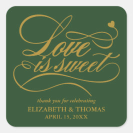 KLASSISCHE ELEGANTE LIEBE IST SCHWEET WEDING STICK QUADRATISCHER AUFKLEBER