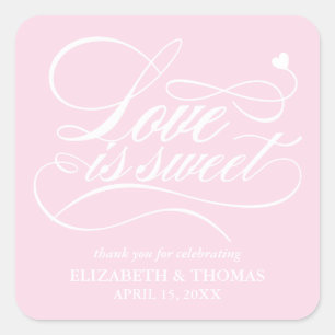 KLASSISCHE ELEGANTE LIEBE IST SCHWEET WEDING STICK QUADRATISCHER AUFKLEBER