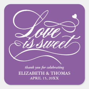 KLASSISCHE ELEGANTE LIEBE IST SCHWEET WEDING STICK QUADRATISCHER AUFKLEBER