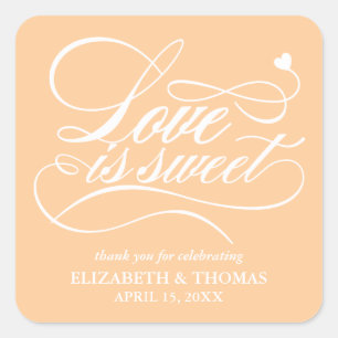 KLASSISCHE ELEGANTE LIEBE IST SCHWEET WEDING STICK QUADRATISCHER AUFKLEBER