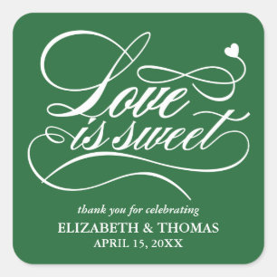 KLASSISCHE ELEGANTE LIEBE IST SCHWEET WEDING STICK QUADRATISCHER AUFKLEBER