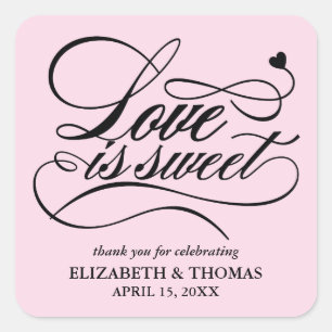KLASSISCHE ELEGANTE LIEBE IST SCHWEET WEDING STICK QUADRATISCHER AUFKLEBER