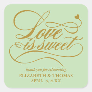 KLASSISCHE ELEGANTE LIEBE IST SCHWEET WEDING STICK QUADRATISCHER AUFKLEBER