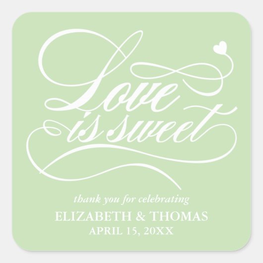 KLASSISCHE ELEGANTE LIEBE IST SCHWEET WEDING STICK QUADRATISCHER AUFKLEBER (Vorderseite)