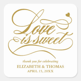 KLASSISCHE ELEGANTE LIEBE IST SCHWEET WEDING STICK QUADRATISCHER AUFKLEBER