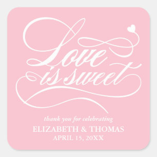 KLASSISCHE ELEGANTE LIEBE IST SCHWEET WEDING STICK QUADRATISCHER AUFKLEBER