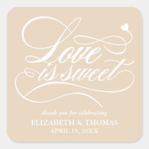 KLASSISCHE ELEGANTE LIEBE IST SCHWEET WEDING STICK QUADRATISCHER AUFKLEBER