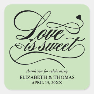 KLASSISCHE ELEGANTE LIEBE IST SCHWEET WEDING STICK QUADRATISCHER AUFKLEBER