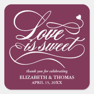 KLASSISCHE ELEGANTE LIEBE IST SCHWEET WEDING STICK QUADRATISCHER AUFKLEBER