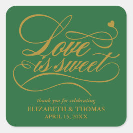 KLASSISCHE ELEGANTE LIEBE IST SCHWEET WEDING STICK QUADRATISCHER AUFKLEBER