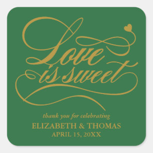 KLASSISCHE ELEGANTE LIEBE IST SCHWEET WEDING STICK QUADRATISCHER AUFKLEBER