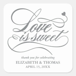 KLASSISCHE ELEGANTE LIEBE IST SCHWEET WEDING STICK QUADRATISCHER AUFKLEBER