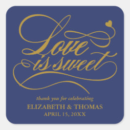 KLASSISCHE ELEGANTE LIEBE IST SCHWEET WEDING STICK QUADRATISCHER AUFKLEBER