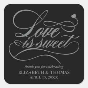 KLASSISCHE ELEGANTE LIEBE IST SCHWEET WEDING STICK QUADRATISCHER AUFKLEBER