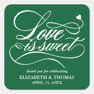 KLASSISCHE ELEGANTE LIEBE IST SCHWEET WEDING STICK QUADRATISCHER AUFKLEBER