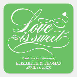 KLASSISCHE ELEGANTE LIEBE IST SCHWEET WEDING STICK QUADRATISCHER AUFKLEBER