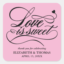 KLASSISCHE ELEGANTE LIEBE IST SCHWEET WEDING STICK QUADRATISCHER AUFKLEBER