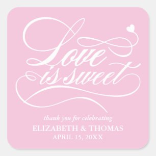 KLASSISCHE ELEGANTE LIEBE IST SCHWEET WEDING STICK QUADRATISCHER AUFKLEBER