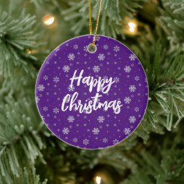 Klassische Elegante Lila Schneeflocken Weihnachten Keramik Ornament